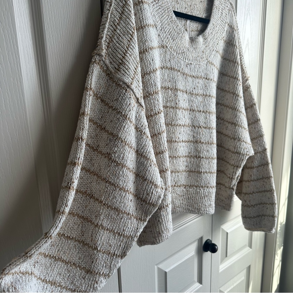 Free People Cream and Tan Striped Sweater - Picture 6 of 6